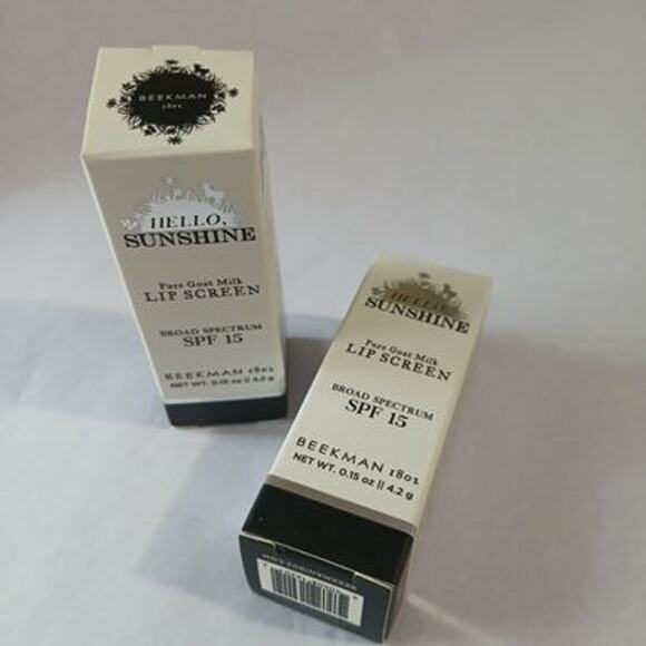 Set of 2 BEEKMAN 1802 Hello Sunshine Lip Screen Broad Spectrum SPF15 Goat Milk - Picture 1 of 5